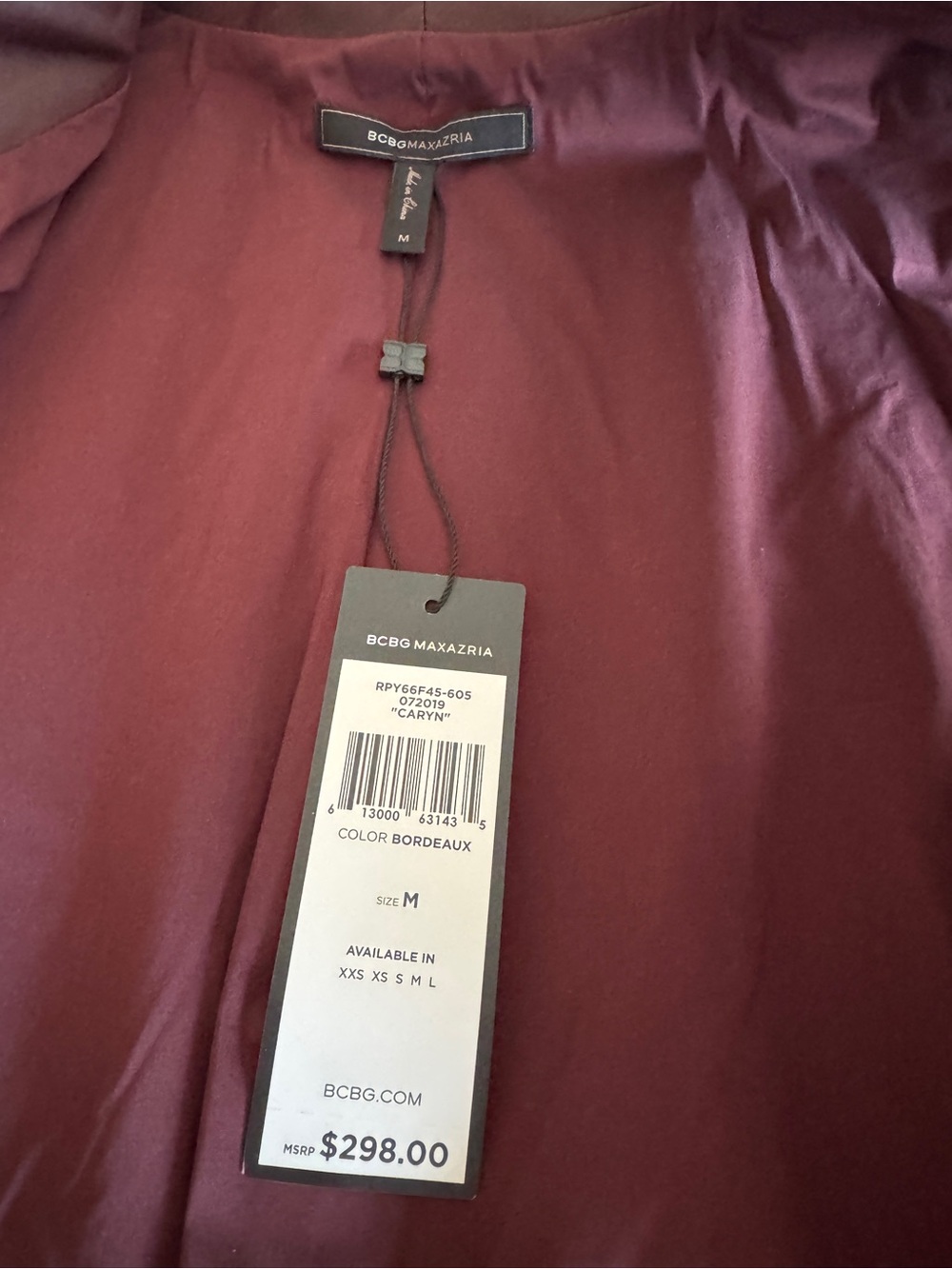 BCBGMAXAZRIA - Short Faux Leather Wrap Dress in BORDEAUX - Picture 11 of 11